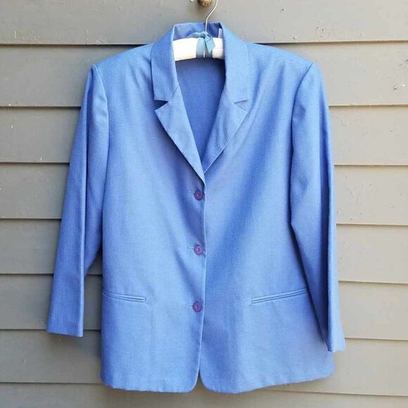 Alfred Dunner Blue Poly Linen Blend Jacket size 16 - Picture 1 of 11